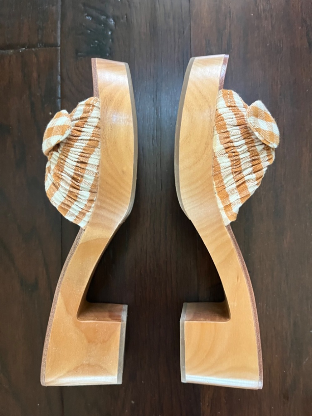 LOEFFLER RANDALL Regina Clog Slide Sandal Gingham in Amber Size 9 - Picture 2 of 4